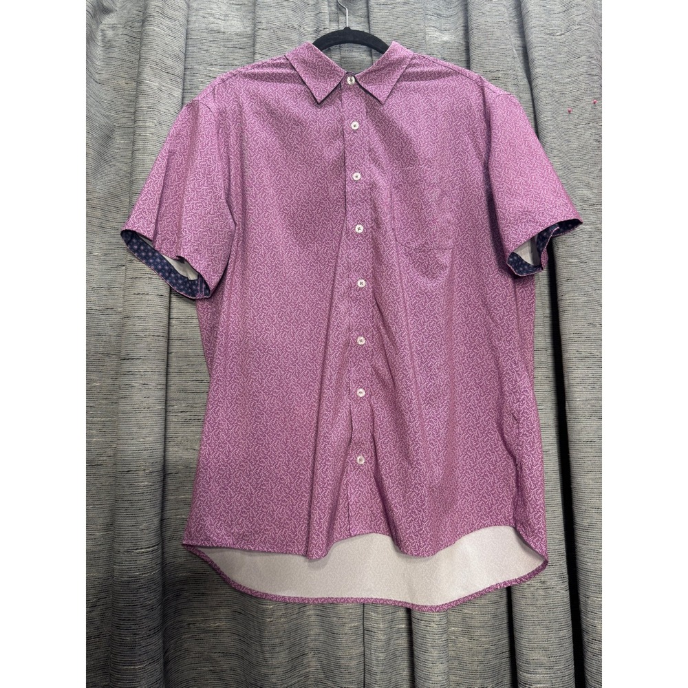 Nick Graham Short Sleeve Button Down Shirt Patterned Casual‎ Party Top XL